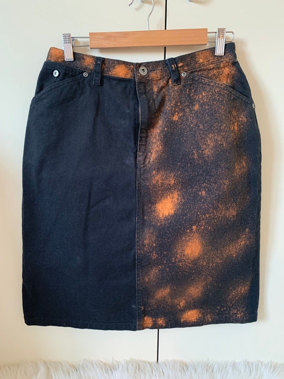 Vintage Half Bleached Denim Skirt Gem