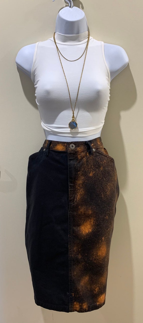 Vintage Half Bleached Denim Skirt