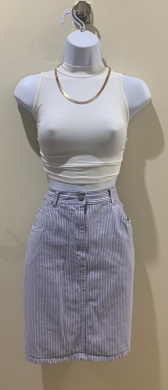 Vintage Pinstripe Denim Skirt