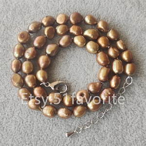 Brown Baroque Pearl Necklace: Genuine Cultured Freshwater Pearls