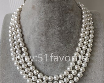 Conjunto de collar, pulsera y pendientes de perlas blancas - Joyería nupcial