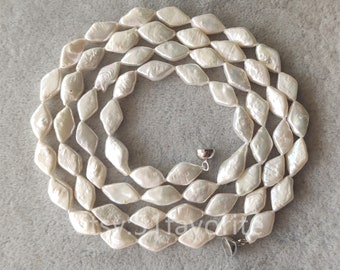 Collier de perles à un rang, collier de perles baroques en forme de losange blanc de culture, collier de perles blanches de mariage de demoiselle d'honneur