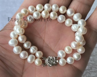 Vintage Double Strand Pearl Bracelet: 14k Yellow Gold - Estate 