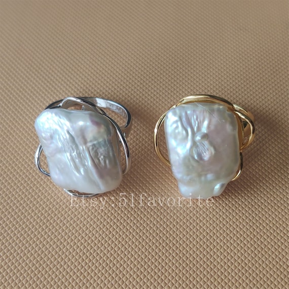 Flat pearl best sale ring