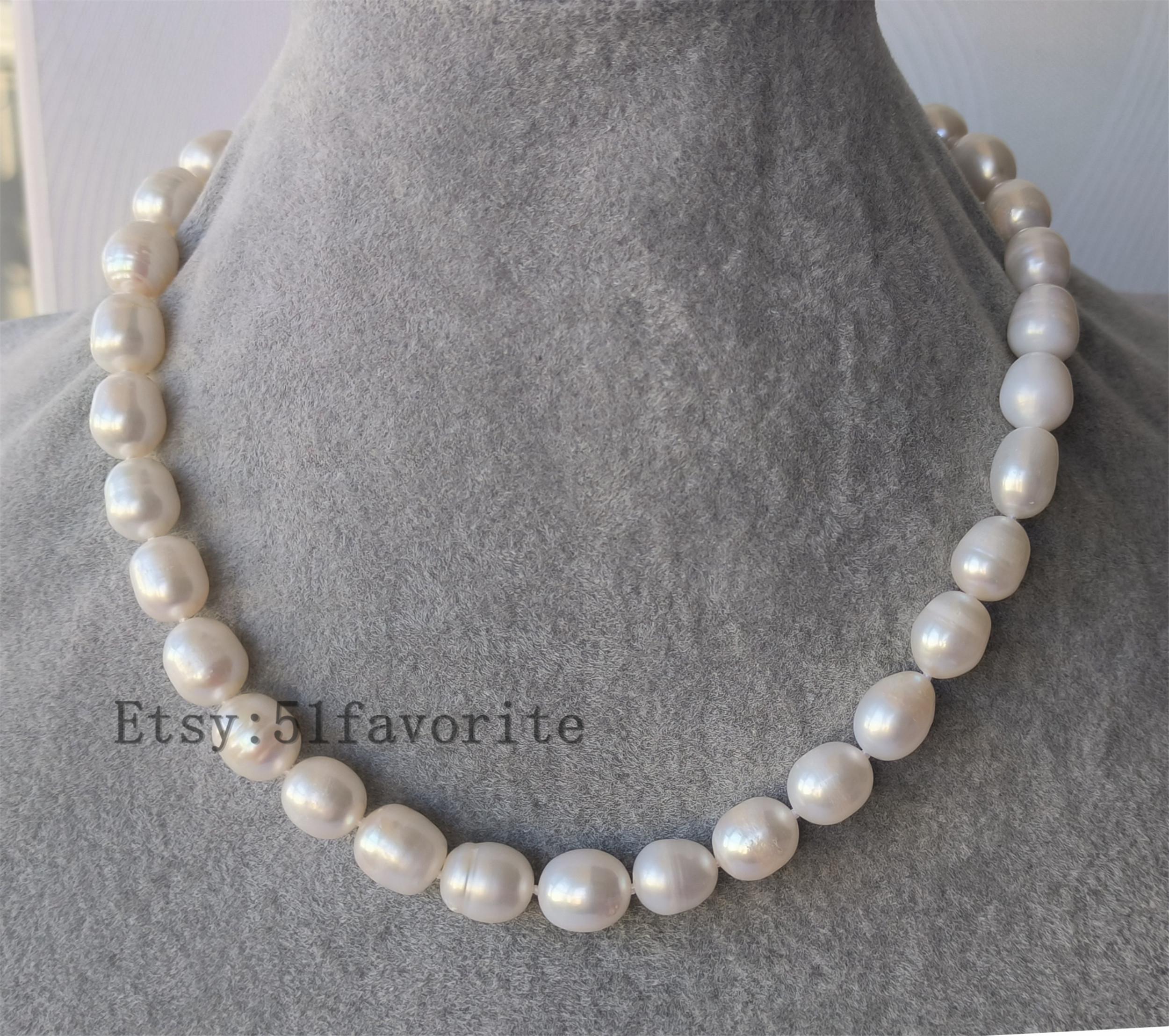 AA+ Perle D'acqua Dolce Barocche Bianche Da 11-12 Mm, Per - Foto 2