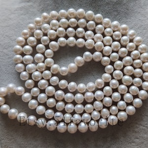 Echte parelketting, gekweekte 9,0-9,5 mm witte zoetwaterparel lange ketting 50-100 inch, bruid bruidsmeisje huwelijkscadeau ketting sieraden