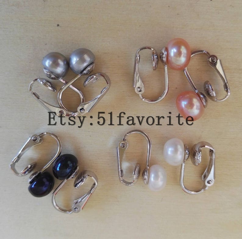 Pearl earrings beautiful cultured white pink lavender black gray fresh water pearl clip earrings