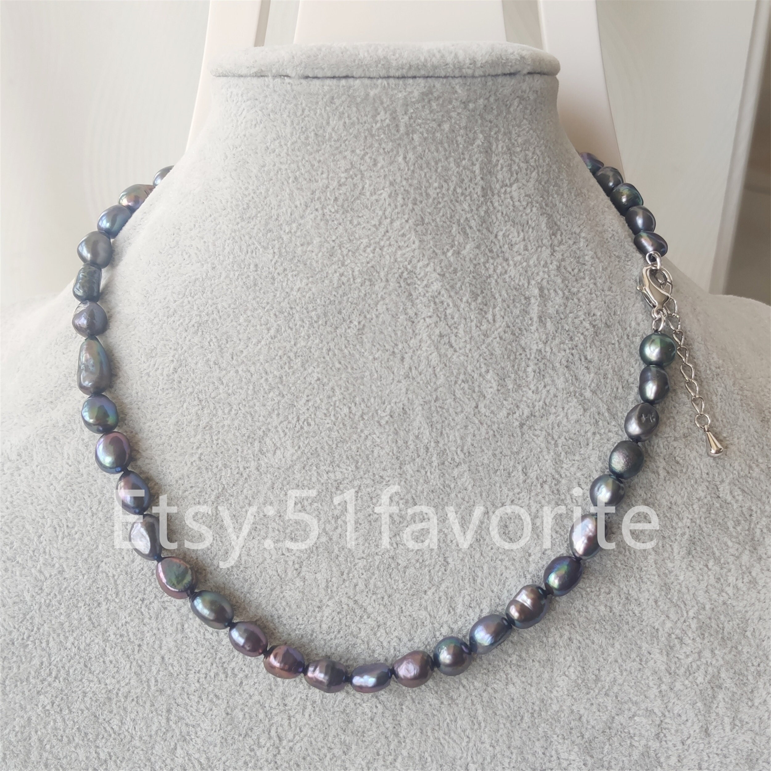 Collana di perle d'acqua dolce di patate bianche da 17,5 '' 8 mm, collana di perle bianche, NPN1-007 - Italia