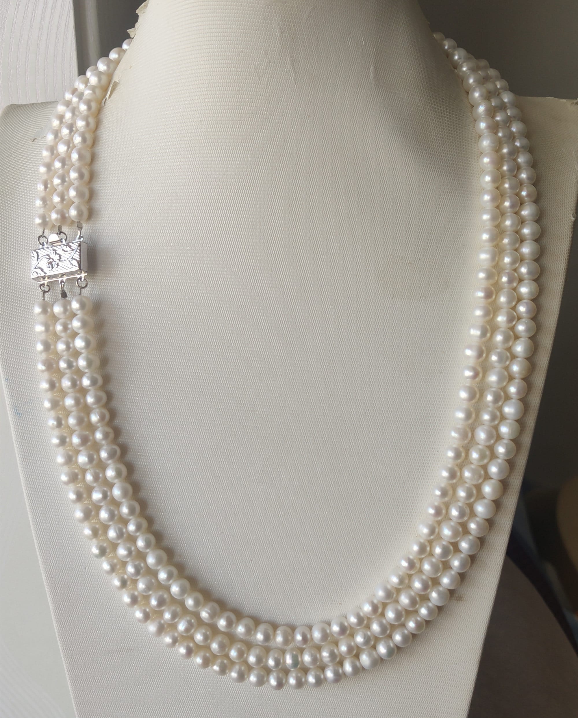 Real pearl necklace cultured small 6-6.5mm white fresh water | Etsy