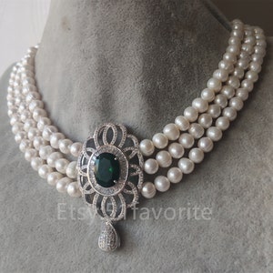 Pearl Necklace 2-3 Row Cultured White Fresh Water Pearl & - Etsy