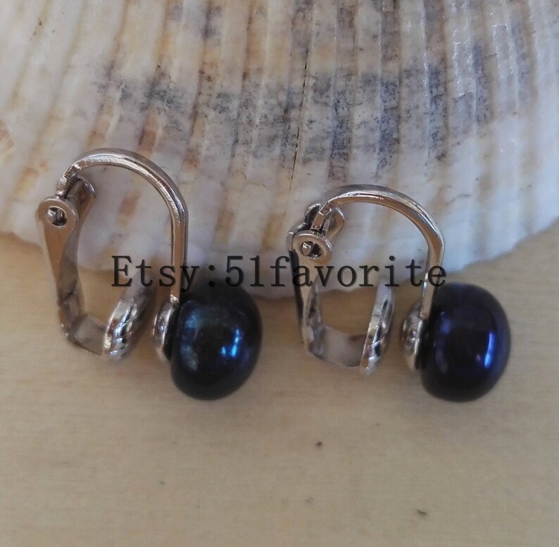 Pearl earrings beautiful cultured white pink lavender black gray fresh water pearl clip earrings