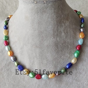 Multi-Color Baroque Pearl Necklace: Genuine Cultured Freshwater Pearls