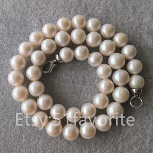 pearl necklace -genuine cultured AAAA 9mm white perfect round fresh water pearl bride Bridesmaid wedding necklace