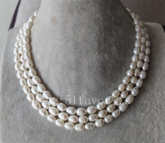 8mm Freshwater Pearl Necklace, Bridal Pearls, White Pearl, Bridesmaid  Jewelry