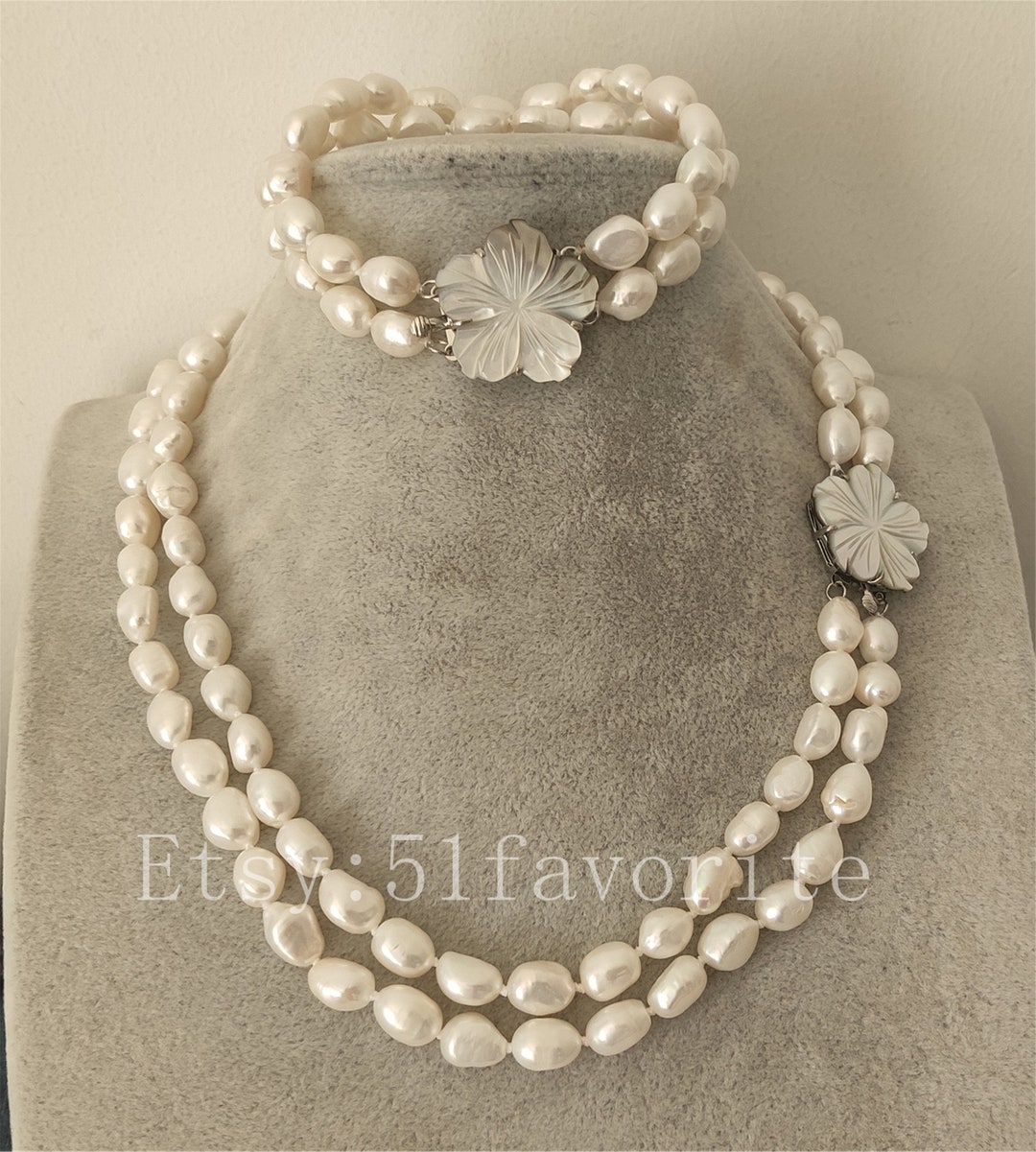 Real Pearl Set8-9mm White Rice Baroque Fresh Water Pearl 2 - Etsy