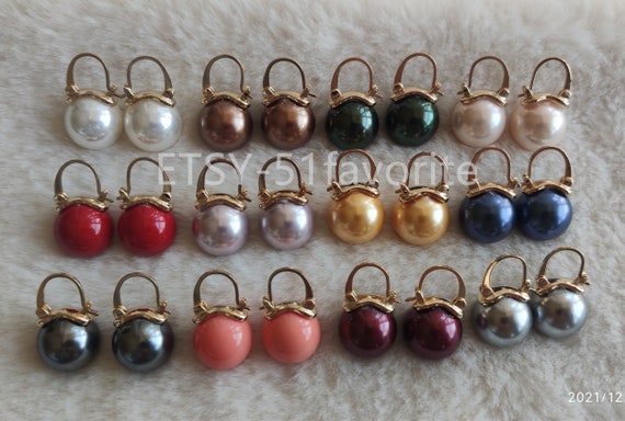 16MM White Sea Shell pearl earrings 18k ear hook swing Gift For Her simple  | eBay