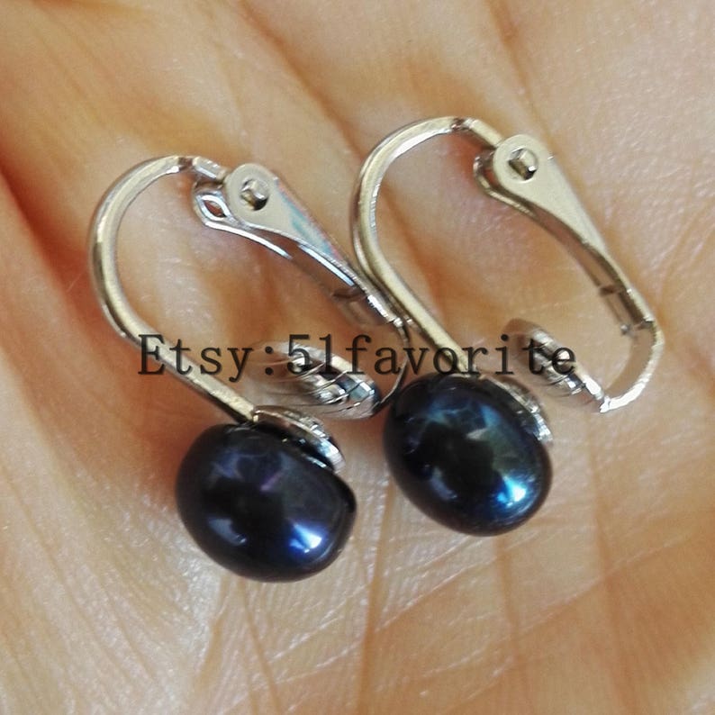Pearl earrings beautiful cultured white pink lavender black gray fresh water pearl clip earrings