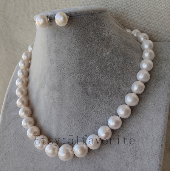 13mm freshwater white pearl necklace