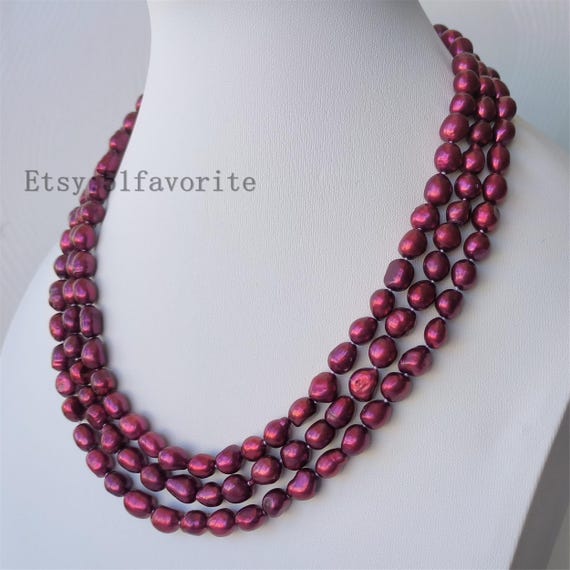 18" Natural Purple Freshwater Pearl Necklace – 9-10mm Irregular Choker, Unbranded Handmade Beauty