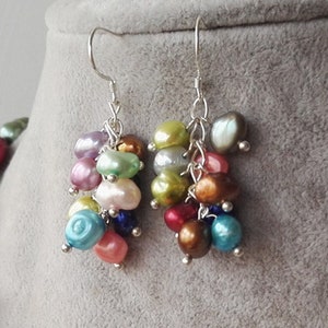 pearl earring- Beautiful cultured colorful baroque fresh water pearl earrings, wedding pearl earring