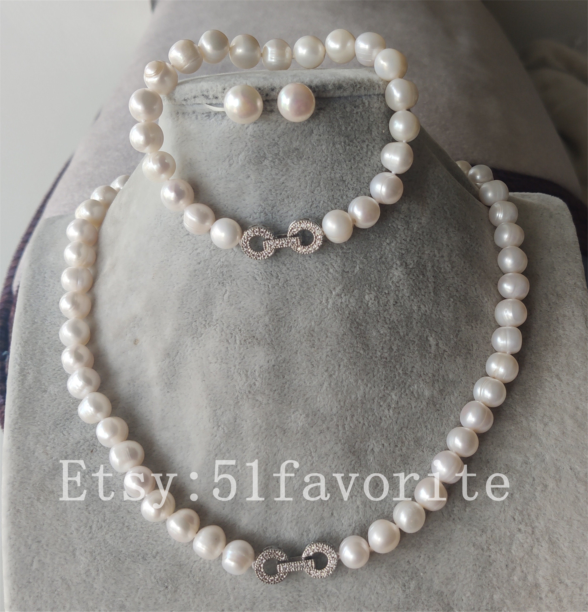 AAA 51 Cm D:8 Mm Luxus Süßwasser Perlen Schmuck Perlenkette Echtschmuck Collier