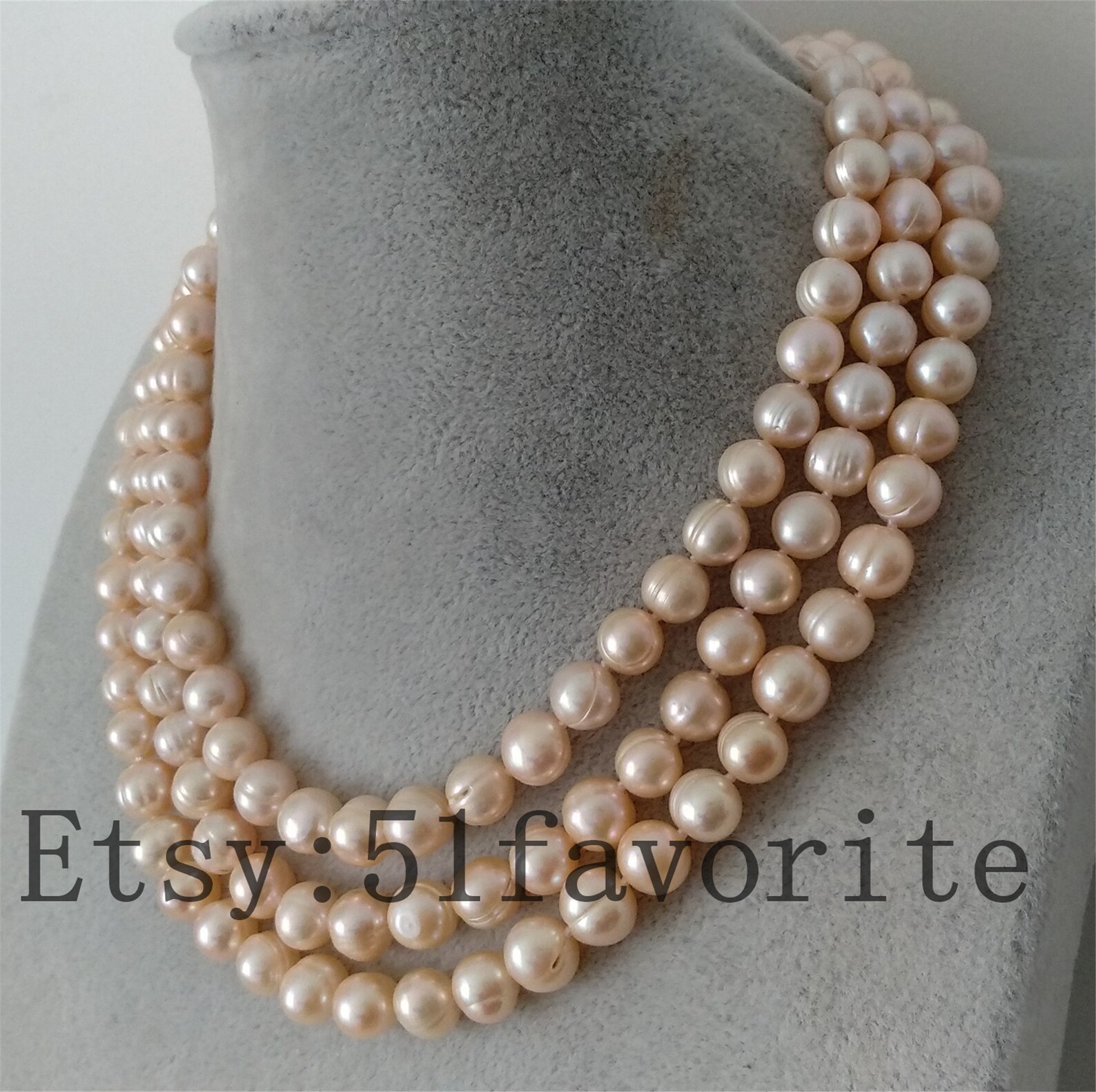 Pearl necklace pink pearl necklace real pearl necklace long Etsy
