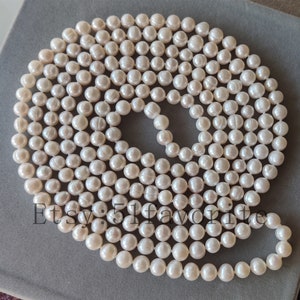 Real pearl necklace, cultured 9-9.5 white fresh water pearl long necklace 55-150 inch, bride Bridesmaid wedding gift long necklace jewelry