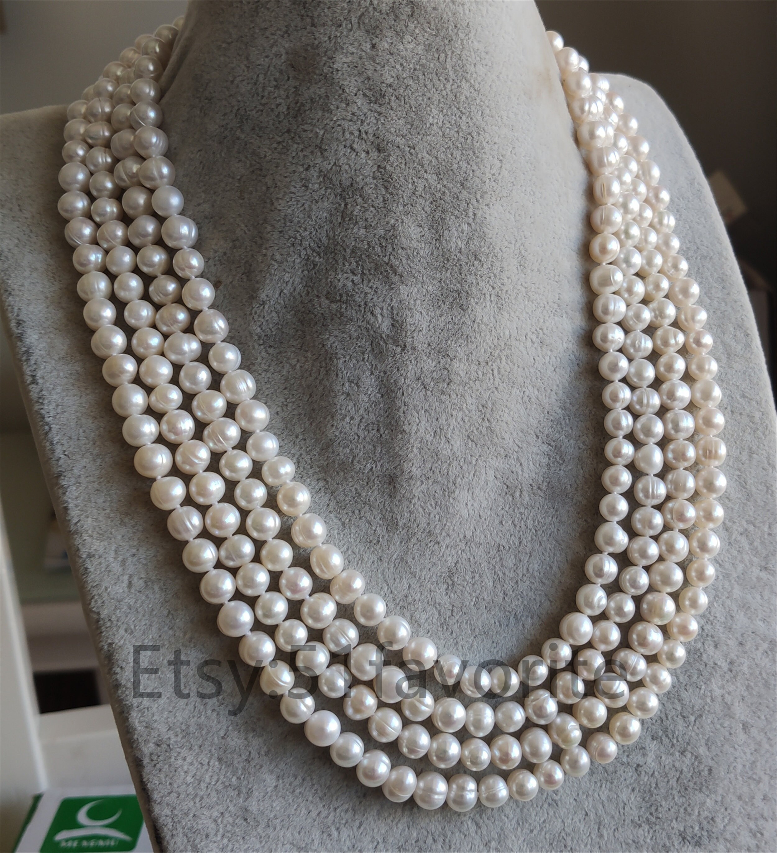 Collana In Perle D'Acqua Dolce Naturali Barocche 10-11mm - Bianco, Lunghezza 50cm, Chiusura Magnetica - Fatta A Mano