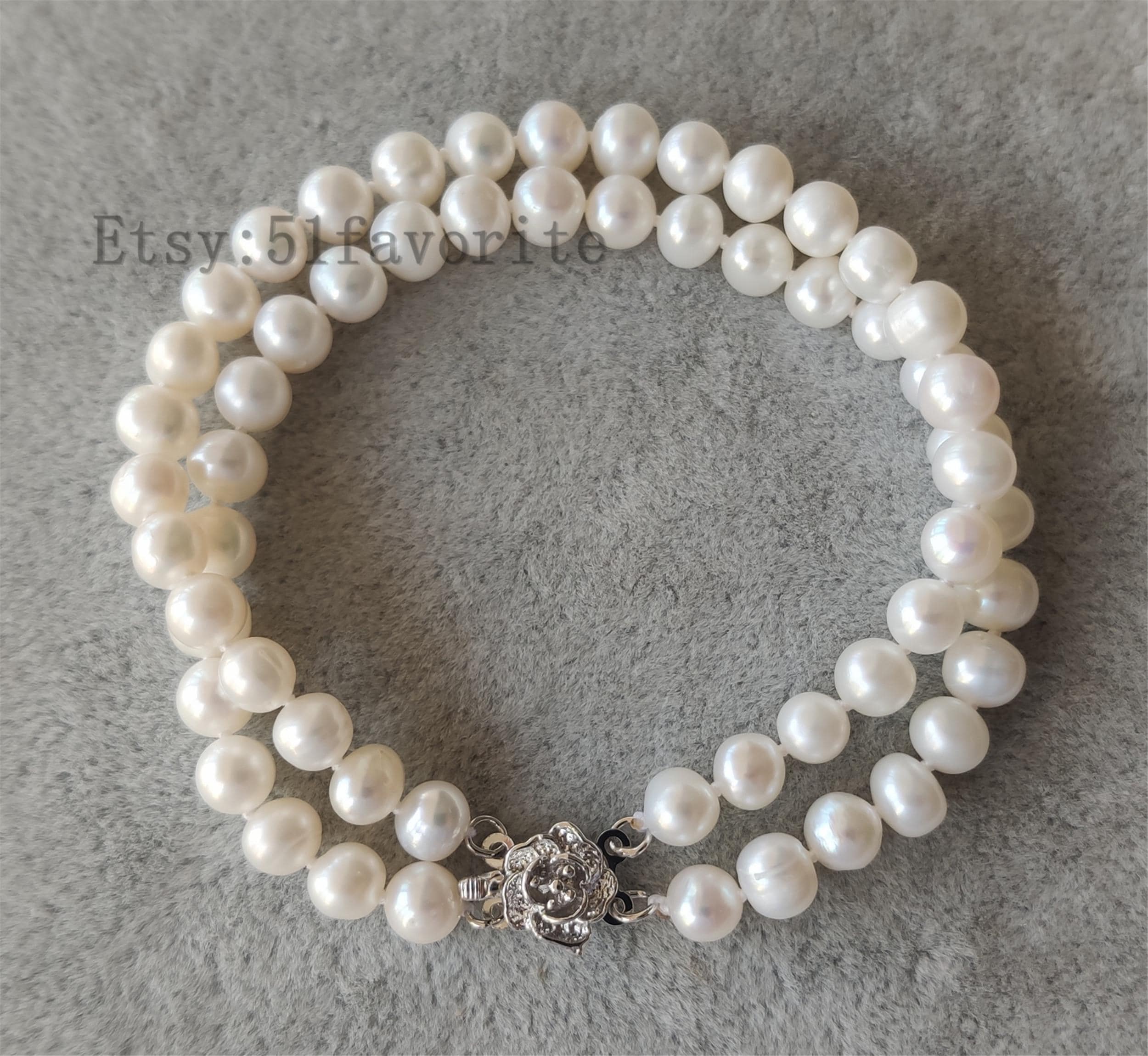 Bracciale Con Fiore Di Perle E Catena – Gioiello Vintage Con Perle Simulate Bianche, Regalo Per Donna