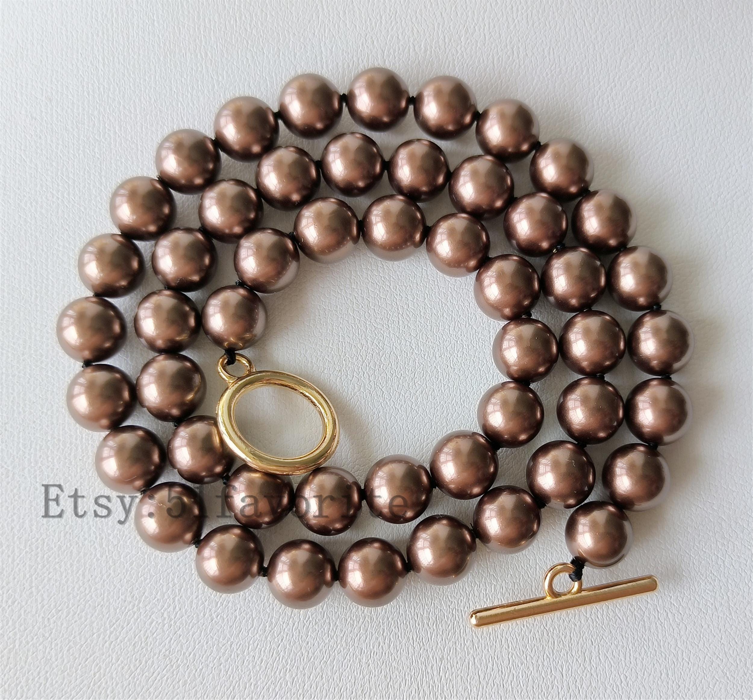 Brown Pearl Long Necklace - Etsy