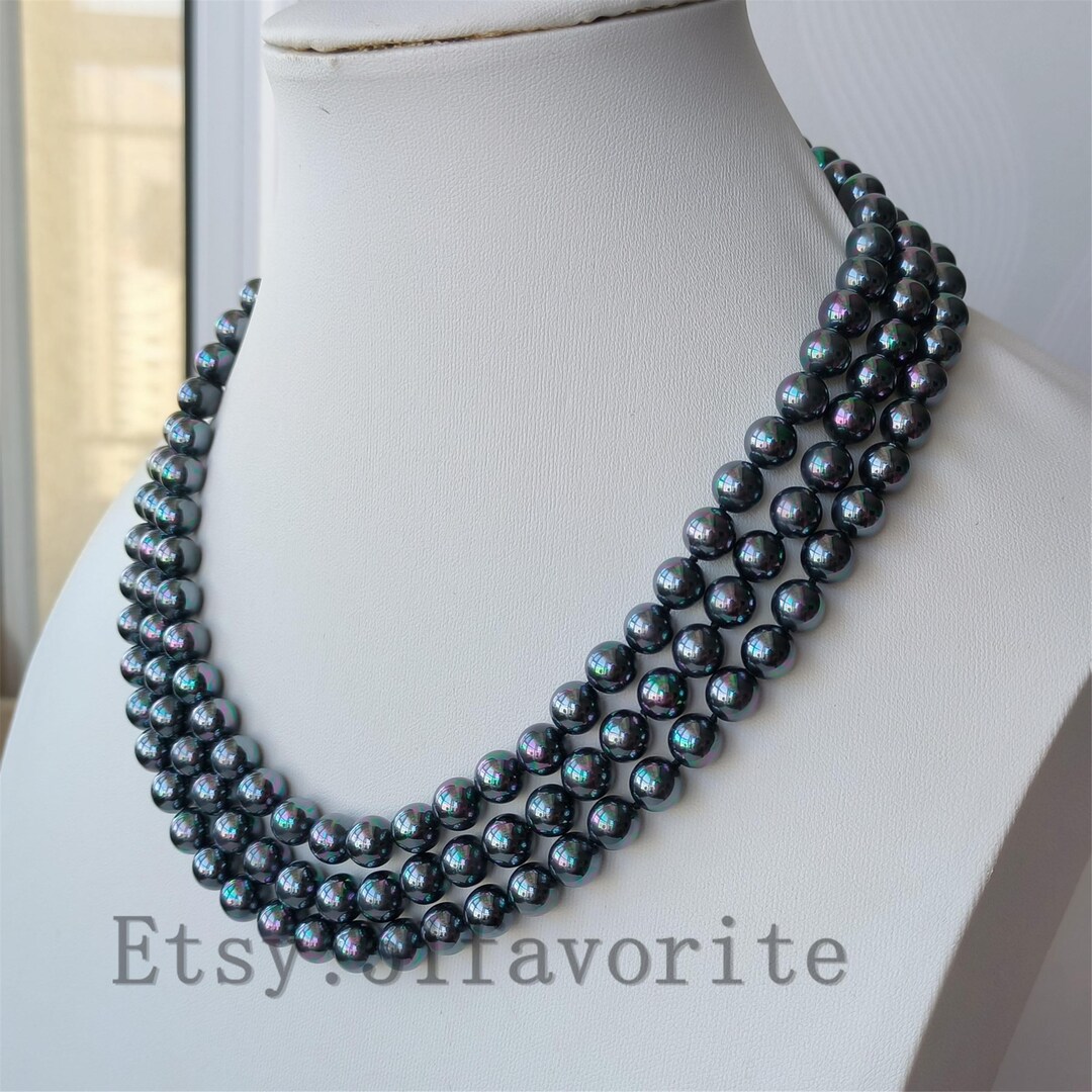 Multi-color Black Shell Pearl Necklace - Bridal Wedding Jewelry - Etsy