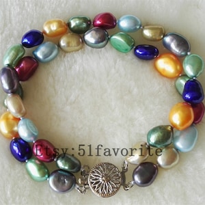 Multi-Color Freshwater Pearl Bracelet: Two-Row Baroque Pearl Jewelry