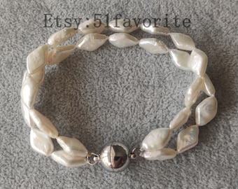 Baroque Pearl Bracelet: Cultured Freshwater Pearl, Magnetic Clasp