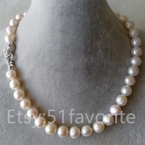 pearl necklace -genuine cultured AA 11-11.5mm white fresh water pearl bride Bridesmaid wedding necklace