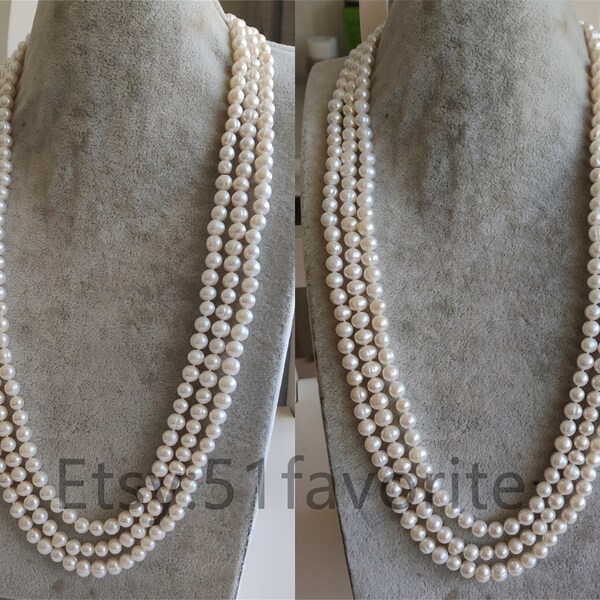 Real pearl necklace, cultured 9-9.5 mm white fresh water pearl necklace, bride Bridesmaid wedding pearl long necklace jewelry 50-120 inch