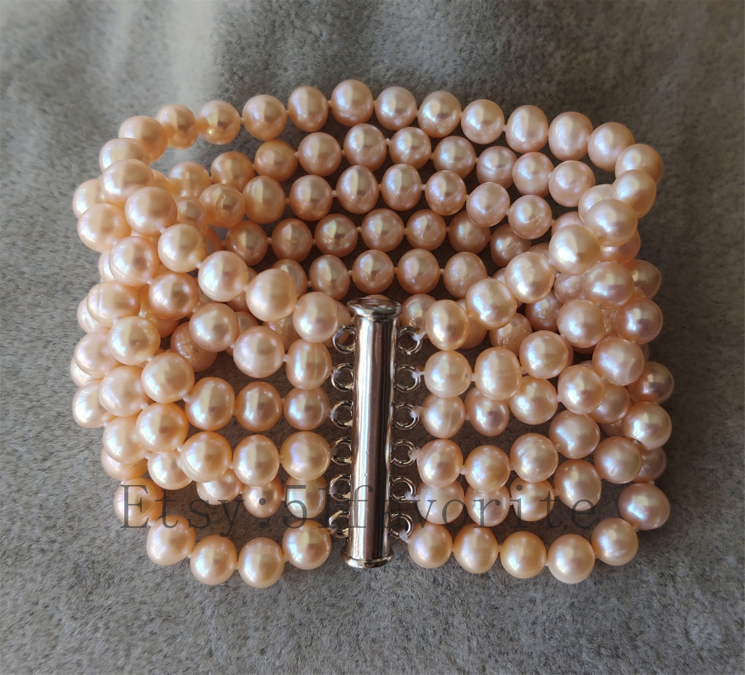Real Pearl bracelet charm 6.06.5 mm pink cultured fresh Etsy