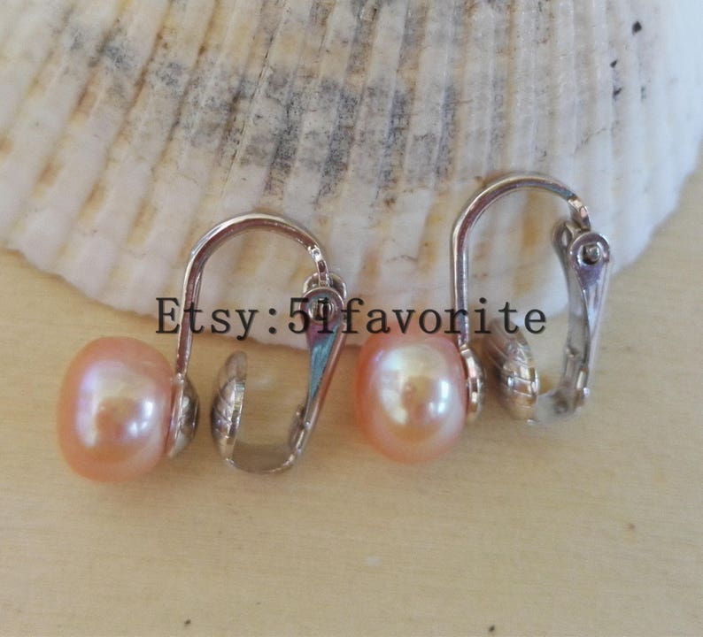 Pearl earrings beautiful cultured white pink lavender black gray fresh water pearl clip earrings