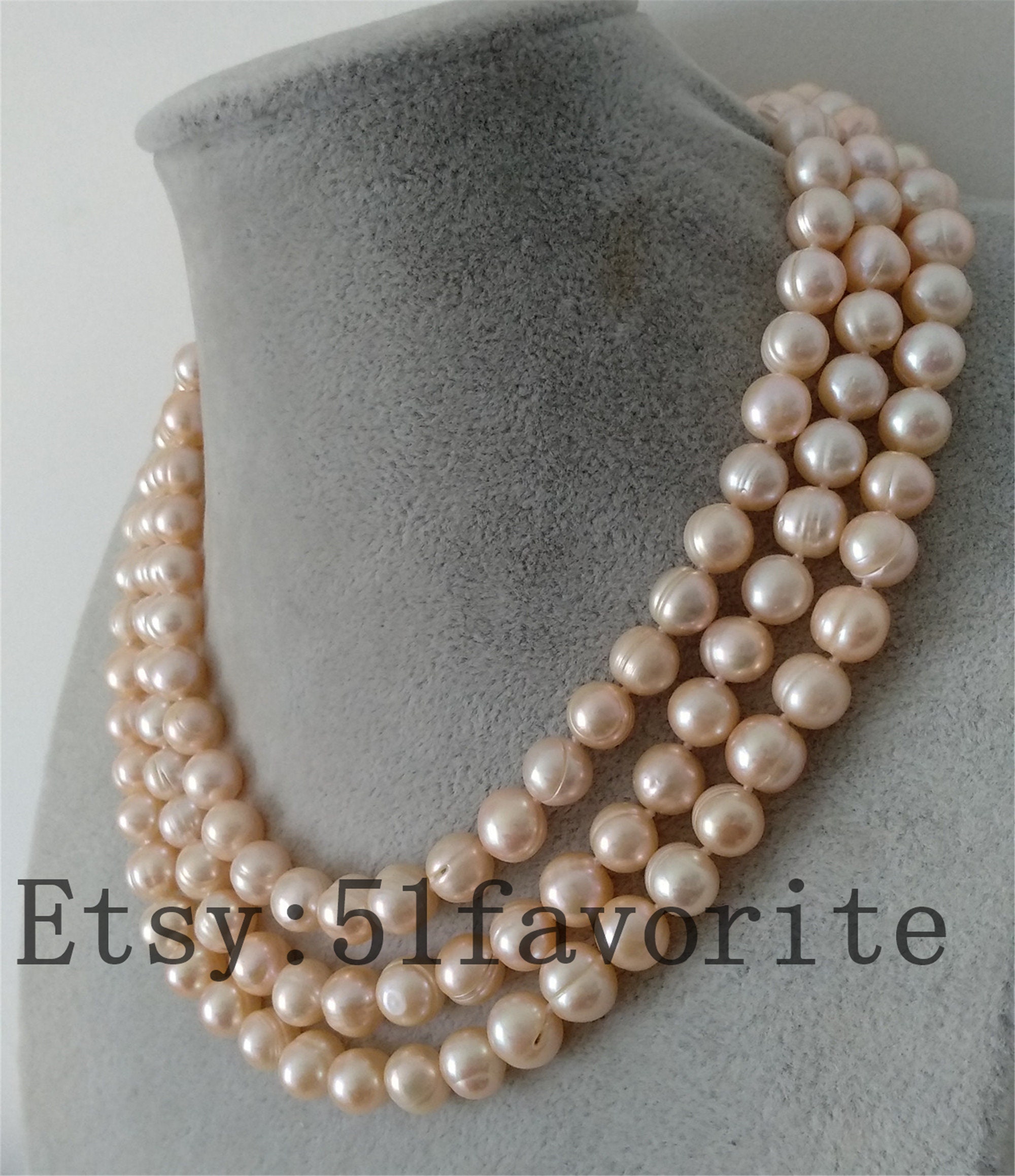 Pearl Necklace Pink Pearl Necklace Real Pearl Necklace Long Fresh