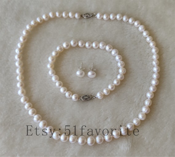 Set Di Orecchini Con Collana Pendente Con Perle Da 8 Mm - Foto 4