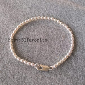 Real Pearl bracelet- cultured tiny AAA3-3.5 mm white fresh water pearl bracelet 6-9 inches child lady women pearl bracelet 925 silver clasp