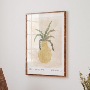 Pintura planta de interior IMPRIMIBLE, Impresión planta en maceta, Dibujo botánico descarga inmediata, Cartel planta verde para dormitorio