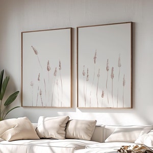 Neutral Wall Art Set of 2 Prints, Minimalist Nature Printable Wall Art, Abstract Greenery Prints, Watercolor Botanical Art for Living Room