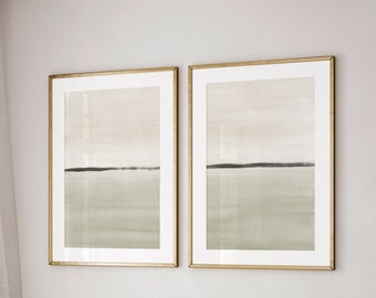 Landscape Painting Art Set of 2, Green Landscape Abstract Print, Watercolor Printable Art, Modern Minimalist Prints, Landscape Printable Art