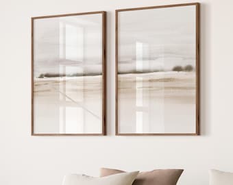 Muted Ocean Print Set of 2, Minimalist Sea Prints Download, Beige Beach Wall Prints, Neutral Set of 2 Prints for Living Room, Printable Art
