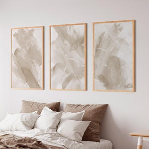 Abstract Printable Set of Three Painting, Set of Modern Watercolor Brushstrokes, Warm Neutral Living Room Prints, Abstract Digital Prints