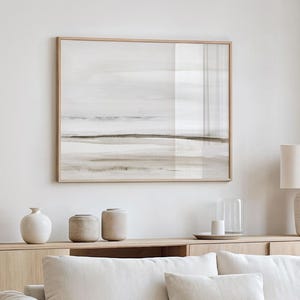 Abstract Landscape Watercolor Art Digital Download, Beige and Grey Coastal Print, Minimalist Neutral Home Decor, Printable Wall Art