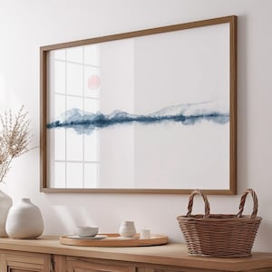 Blue Abstract Landscape Print, Minimalist Watercolor Art Print, Calming Wall Art, Minimalist Living Room Wall Decor, Downloadable Art Blue