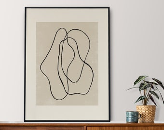 Modern Scribble Line Art, Abstract Black Line Shapes Print, Printable Abstract Line Drawing, Minimal Modern Line Art for Apartment