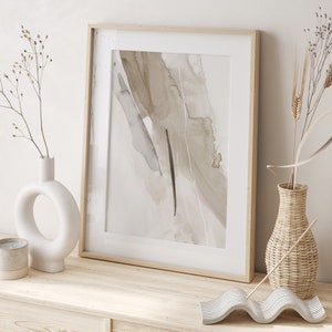 Arte de pared abstracto imprimible en beige y marrón, impresión artística estética moderna, arte de pared wabi sabi neutro, decoración minimalista para dormitorio y sala de estar.
