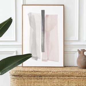 Arte imprimible de pinceladas abstractas, Impresión trazos de pincel rosa, Arte de pared pinceladas, Impresión de arte rosa para dormitorio
